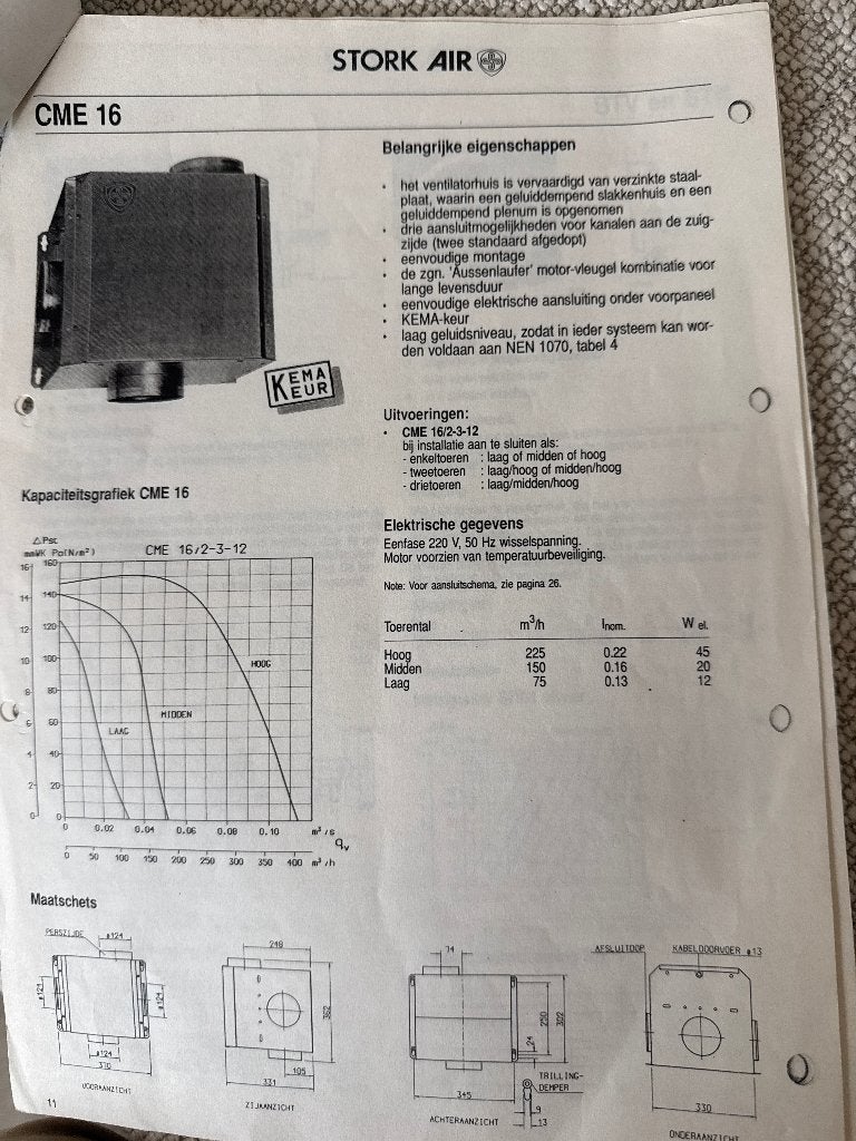 Mechanische ventilatie stork air CME, Ophalen, Gebruikt, Afzuiger