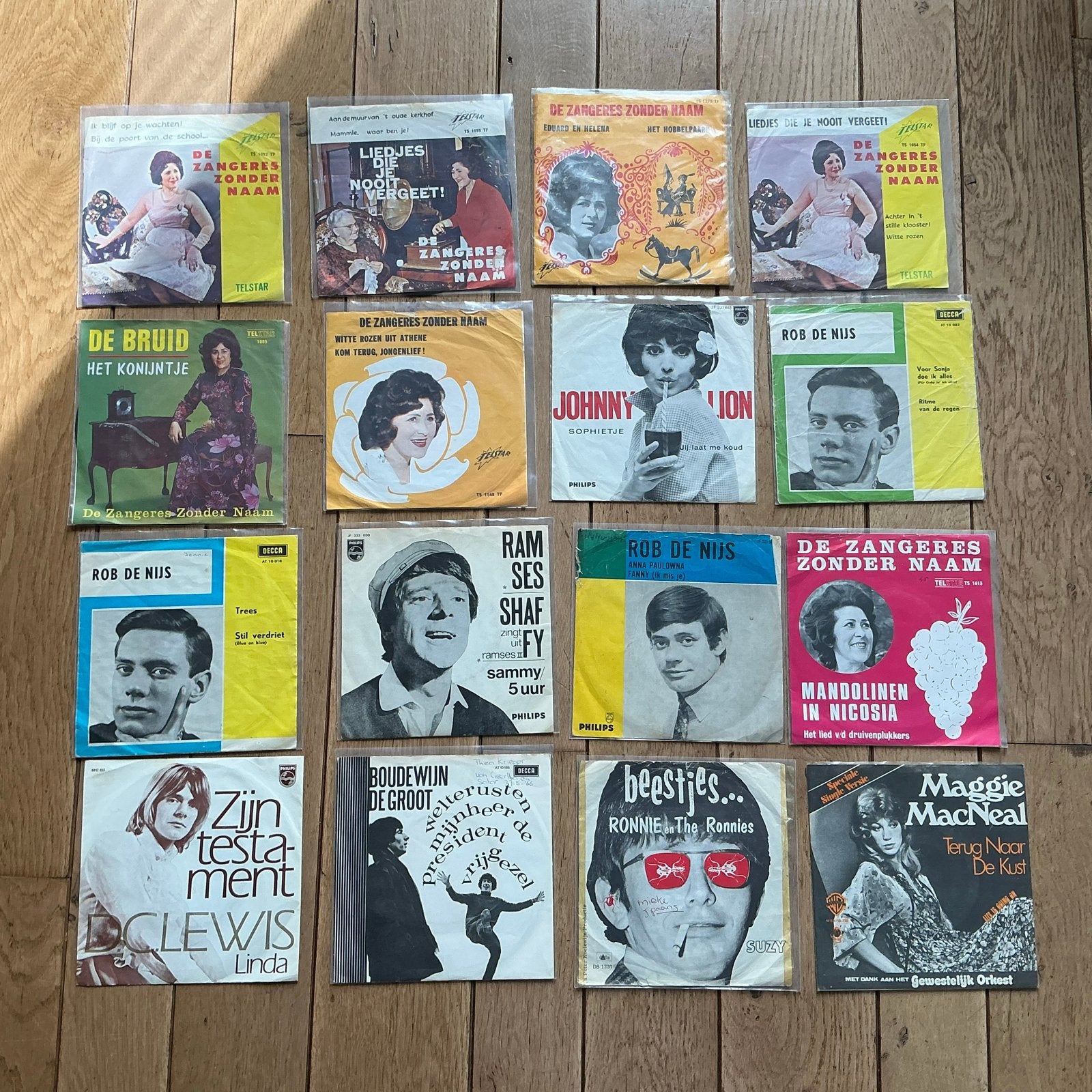 16 Nederlandse 7 inch singles, diverse artiesten, Cd's en Dvd's, Vinyl Singles, Gebruikt, 7 inch, Ophalen of Verzenden, EP
