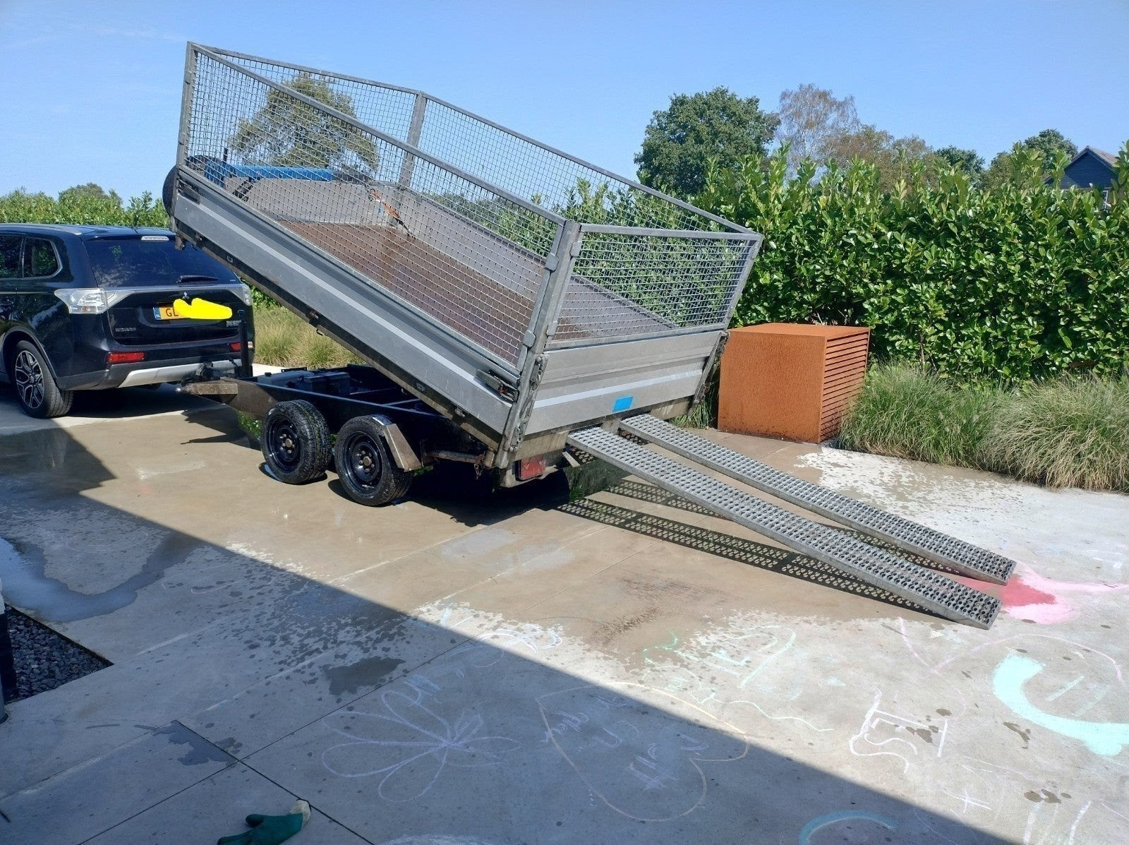 Hapert 3-zijdige elektrische kipper loofrekken rijplaten, Ophalen of Verzenden