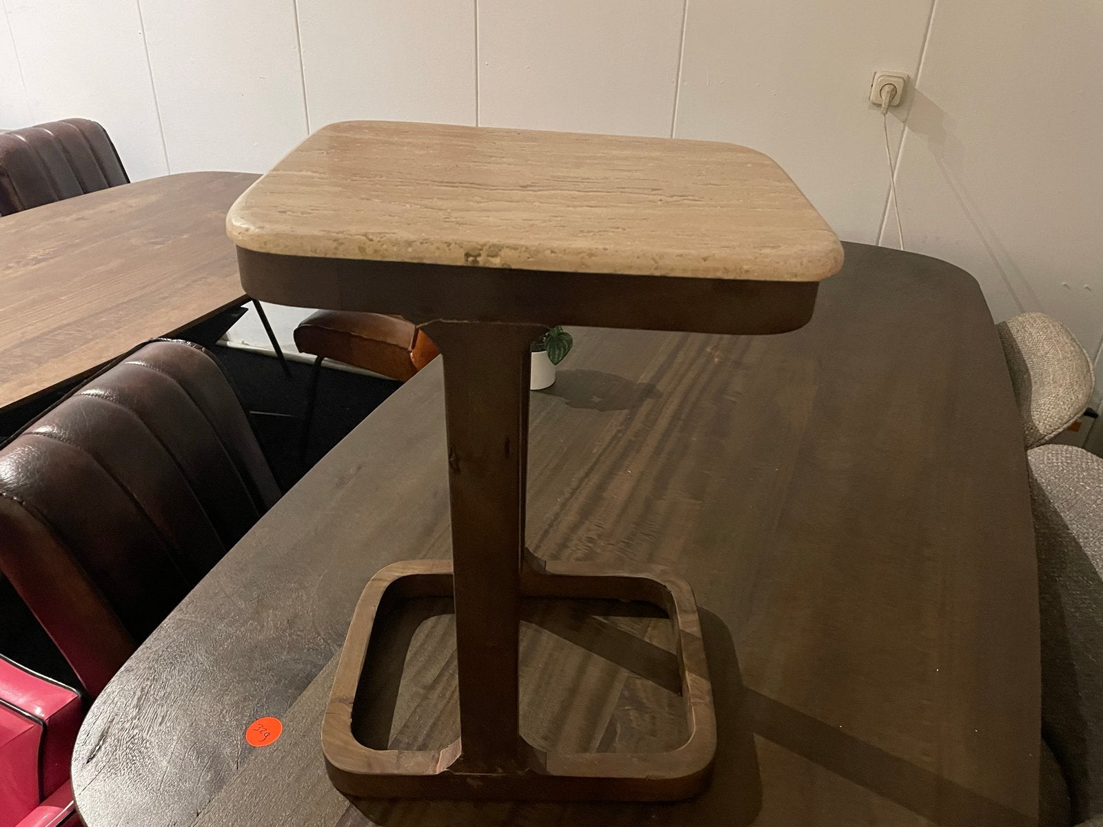 Bijzettafel 40x30 cm echt travertin - B-keuze met korting, Ophalen, Minder dan 55 cm, Nieuw, Rechthoekig