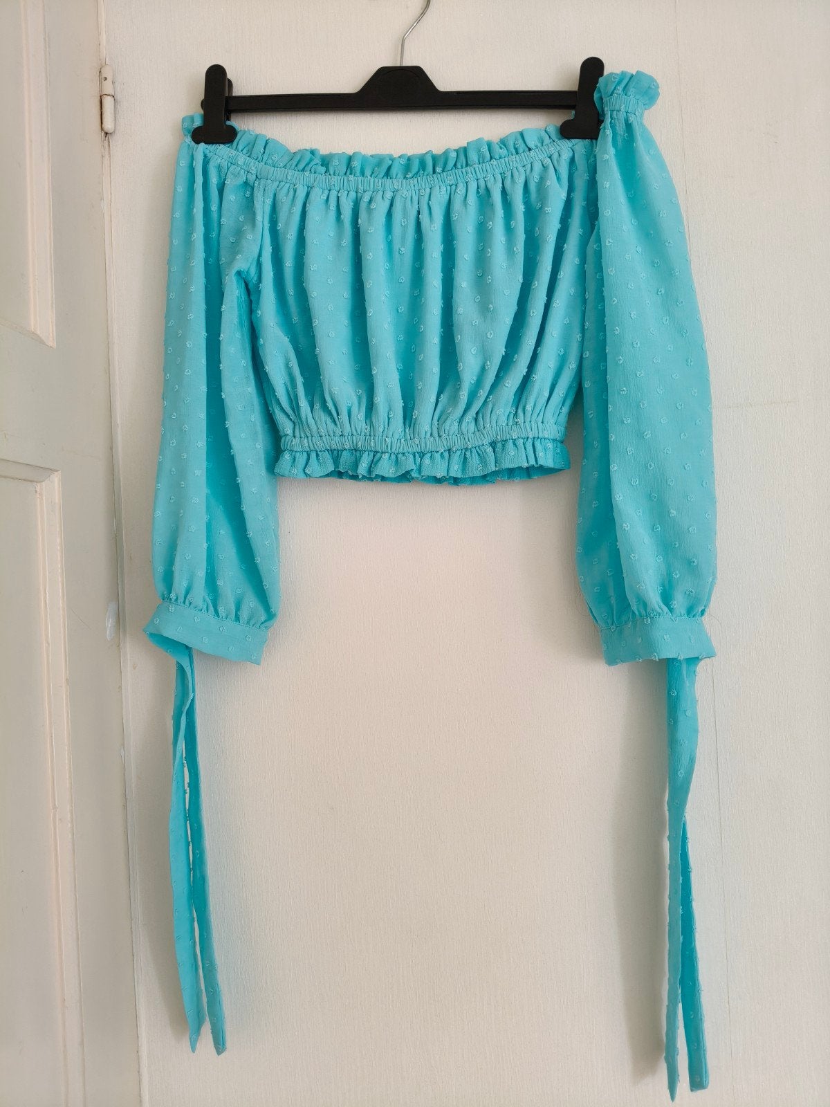 Seven Sisters Off-shoulder Crop Top Maat S, Ophalen of Verzenden, Zo goed als nieuw, Lange mouw, Blauw