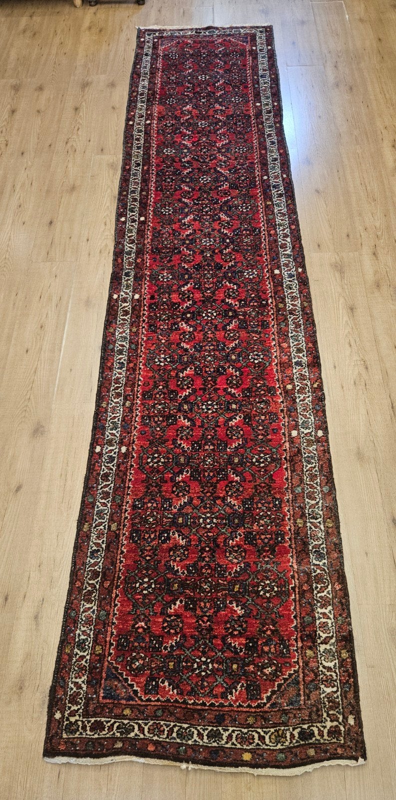 Vintage handgeknoopt perzisch loper hoesseinabad 360x78, Info@SlatsAntiek.nl, Perzisch, 200 cm of meer, Rechthoekig