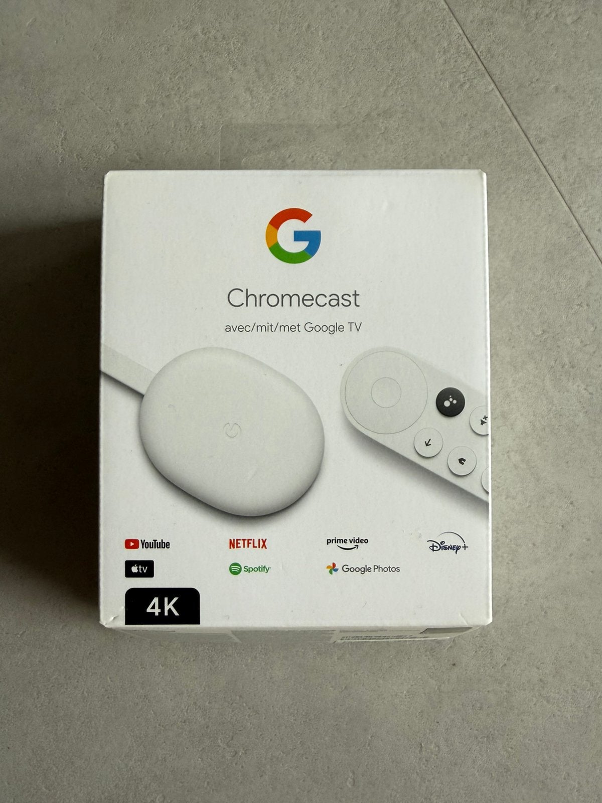 Google Chromecast Origineel 4K in de doos met google tv, Ophalen of Verzenden, Zo goed als nieuw