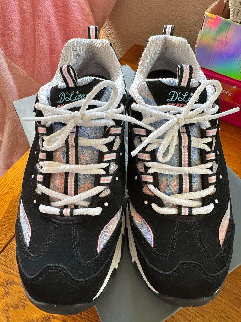 Skechers D'Lites sneakers maat 39 - Zwart/Roze/Wit, Ophalen of Verzenden, Gedragen, Zwart, Sneakers of Gympen