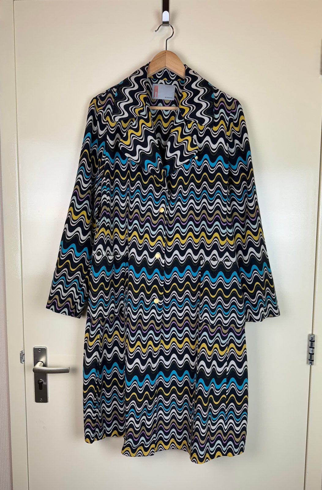 MISSONI 100% Silk Zijde Trench Coat Vintage Multicolor M-L, Ophalen of Verzenden, Zo goed als nieuw, Maat 38/40 (M), Overige kleuren