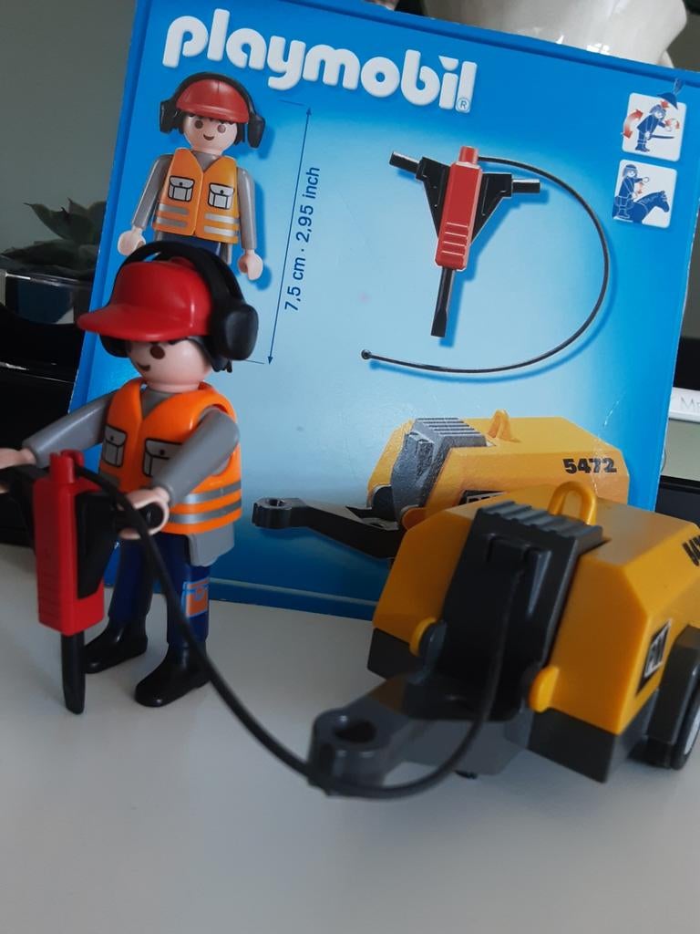 Playmobil Bouwvakker met Boorhamer en Compressor (5472), Kinderen en Baby's, Speelgoed | Playmobil, Ophalen of Verzenden, Zo goed als nieuw