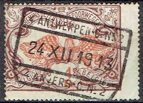 Belgie 1913 Spoorwegzegel met Blokstempel ANTWERPEN, Verzenden, Gestempeld, Treinen