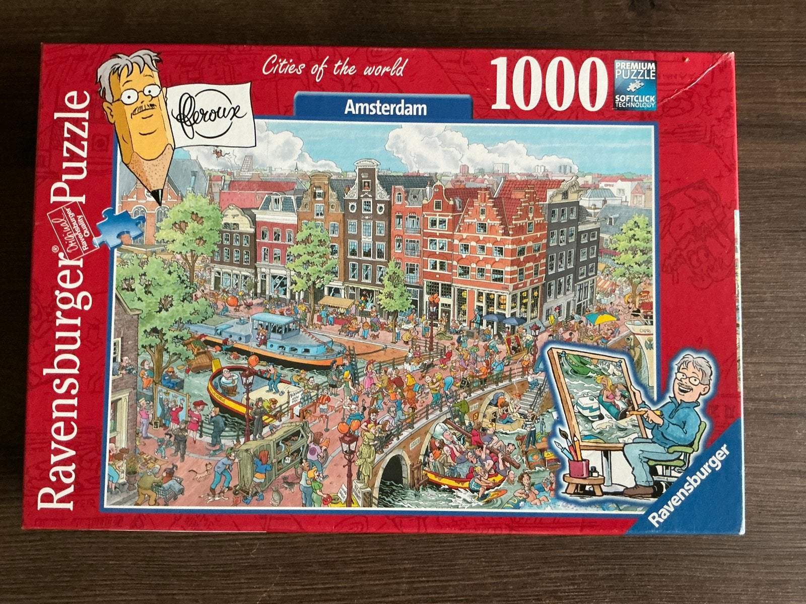 Ravensburger - Cities of the world - Amsterdam - 1000 st KWF, Ophalen of Verzenden, 500 t/m 1500 stukjes, Zo goed als nieuw