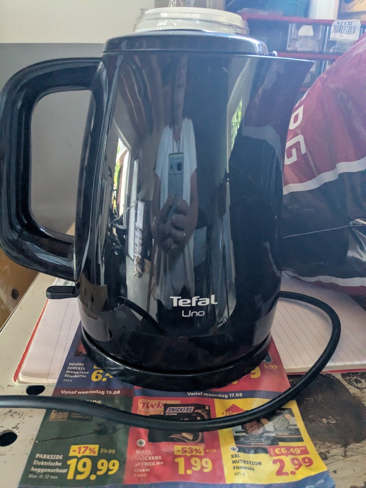 Tefal Uno Waterkoker - Zwart - 1.5L, Witgoed en Apparatuur, Waterkokers, 1 tot 2 liter, Ophalen, Gebruikt