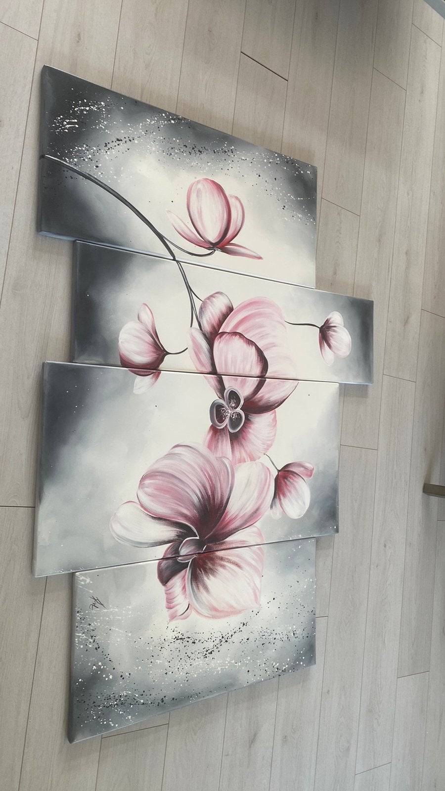 Vierluik schilderij orchidee, Ophalen, Zo goed als nieuw, Schilderij, 75 – 100