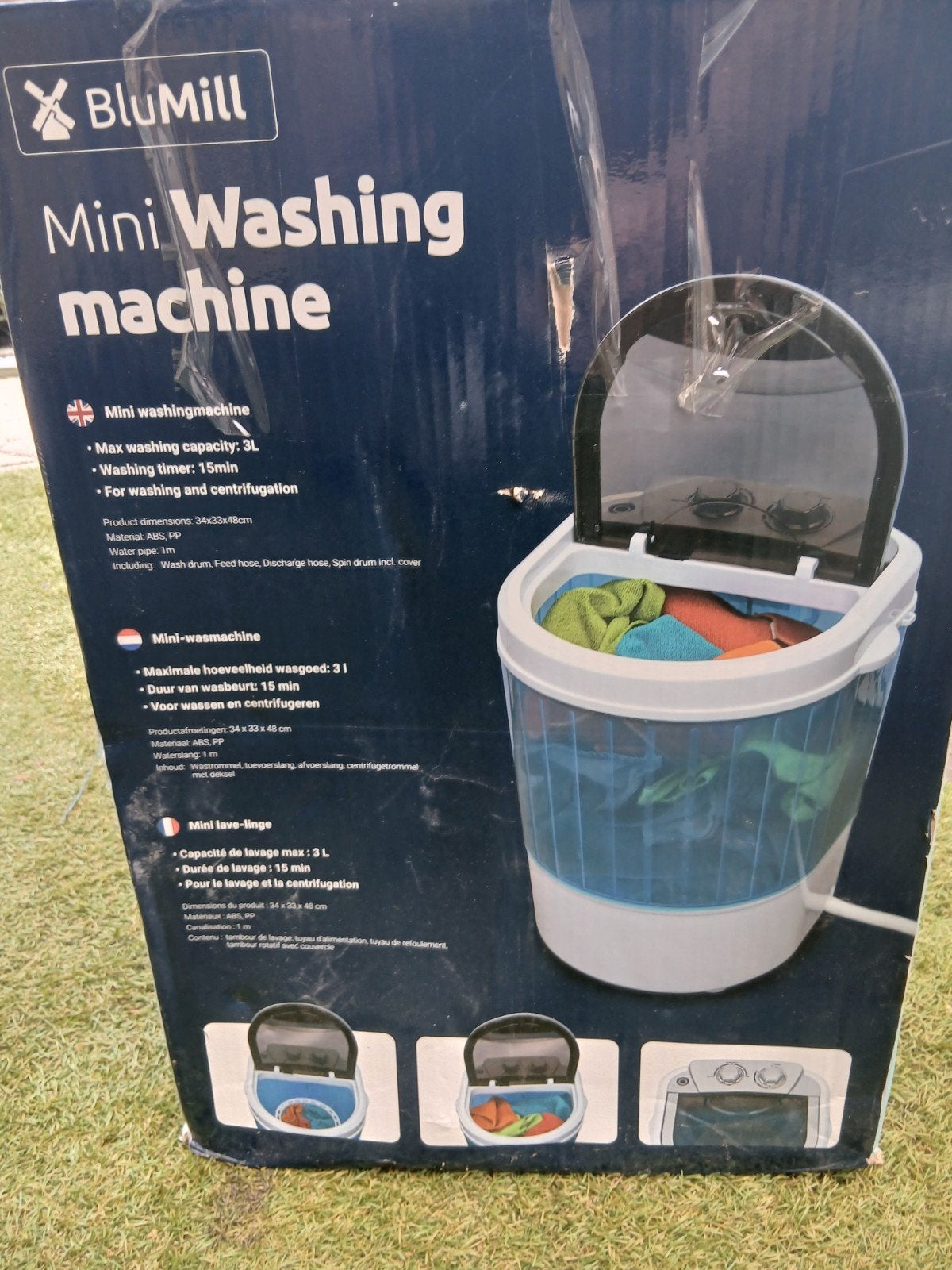 BluMill Mini Wasmachine - Compact en Draagbaar, Witgoed en Apparatuur, Wasmachines, Minder dan 1200 toeren, Minder dan 85 cm, Minder dan 4 kg