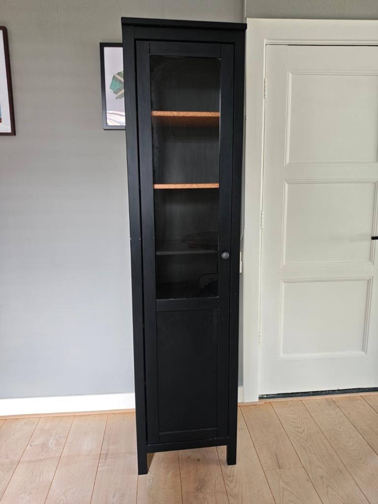 IKEA Hemnes Vitrinekast Zwart, Ophalen, Gebruikt, 50 tot 100 cm, 150 tot 200 cm