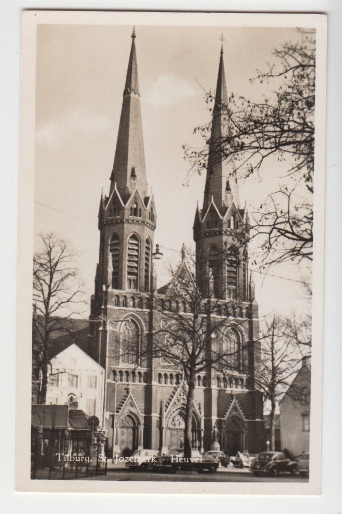 599 Tilburg 1955 Jozefkerk Heuvel 1955 B85, Verzamelen, Verzenden, 1940 tot 1960, Gelopen, Noord-Brabant