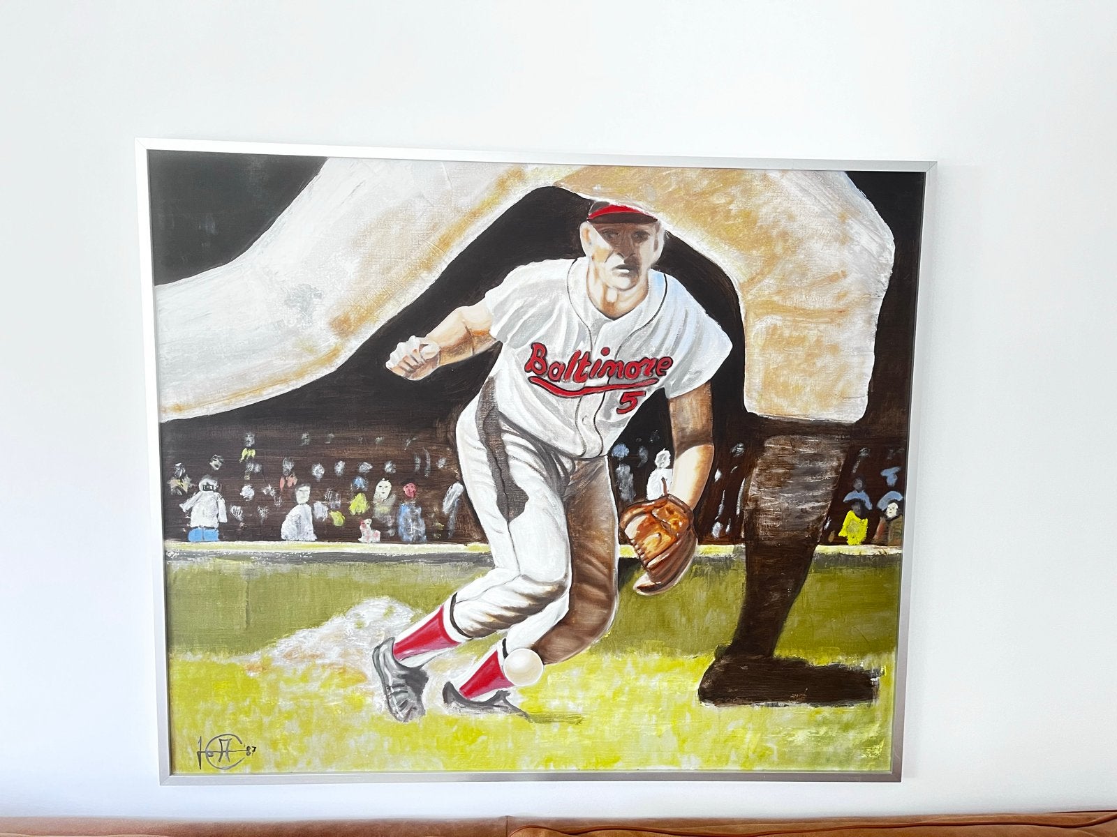 Vintage Honkbal Schilderij - Baltimore Orioles, Antiek en Kunst, Kunst | Schilderijen | Modern, Ophalen