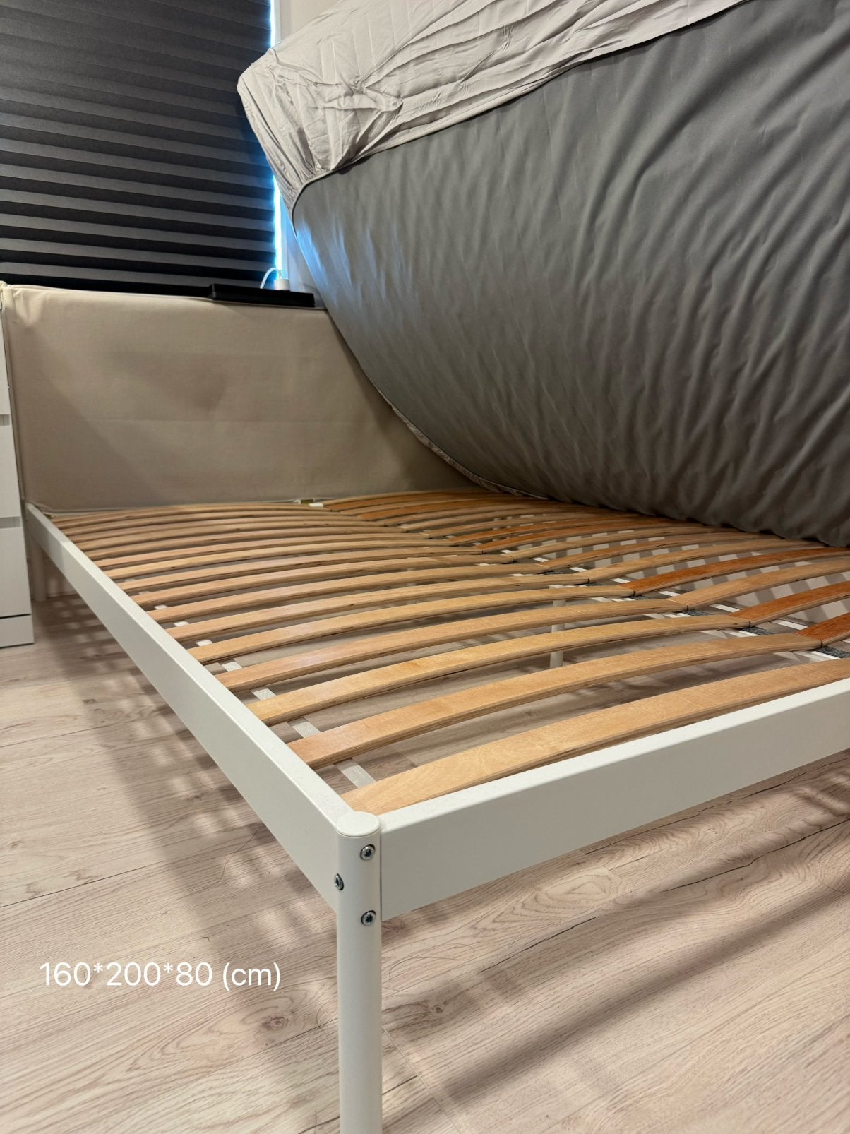 Ikea Slattum – Bed Frame, Ophalen, Wit, Tweepersoons, Zo goed als nieuw