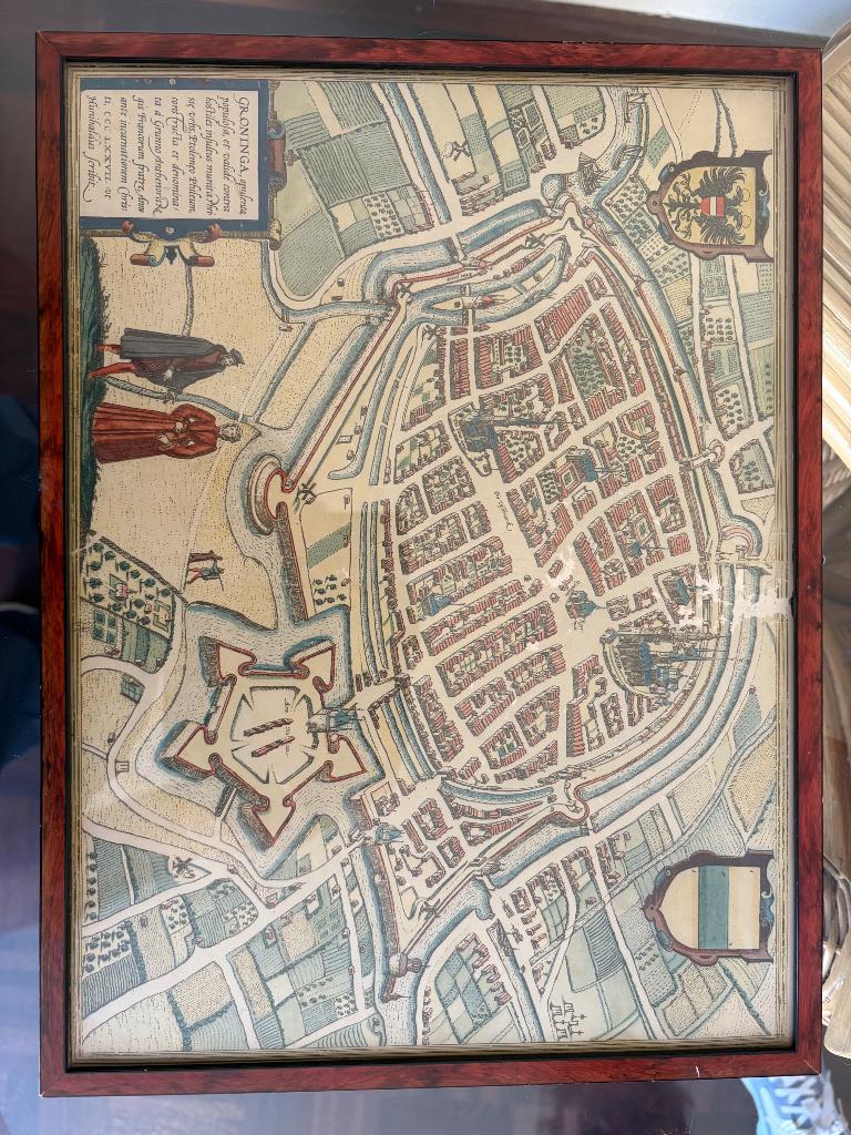 Antieke kaarten Stad Groningen, Antiek en Kunst, Kunst | Schilderijen | Klassiek, Ophalen of Verzenden