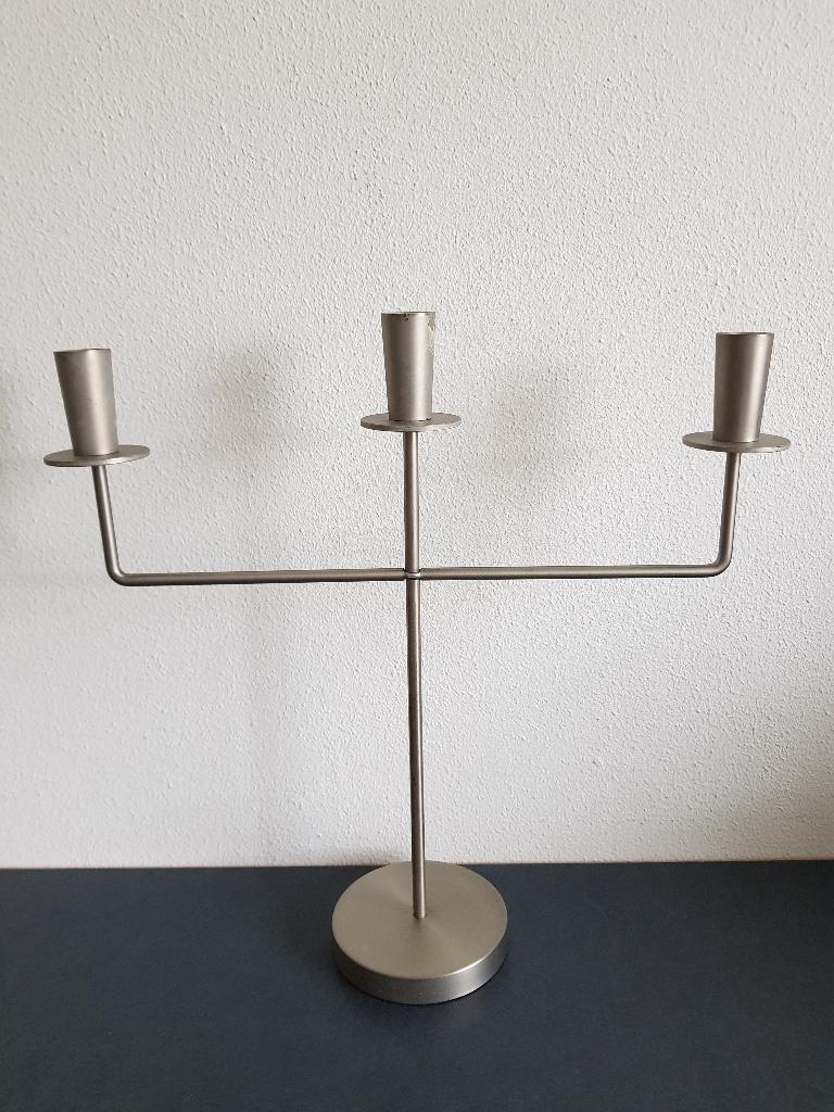 Vintage chroom kandelaar €15,-, Huis en Inrichting, Woonaccessoires | Kandelaars en Kaarsen, Ophalen, Overige materialen, Overige kleuren
