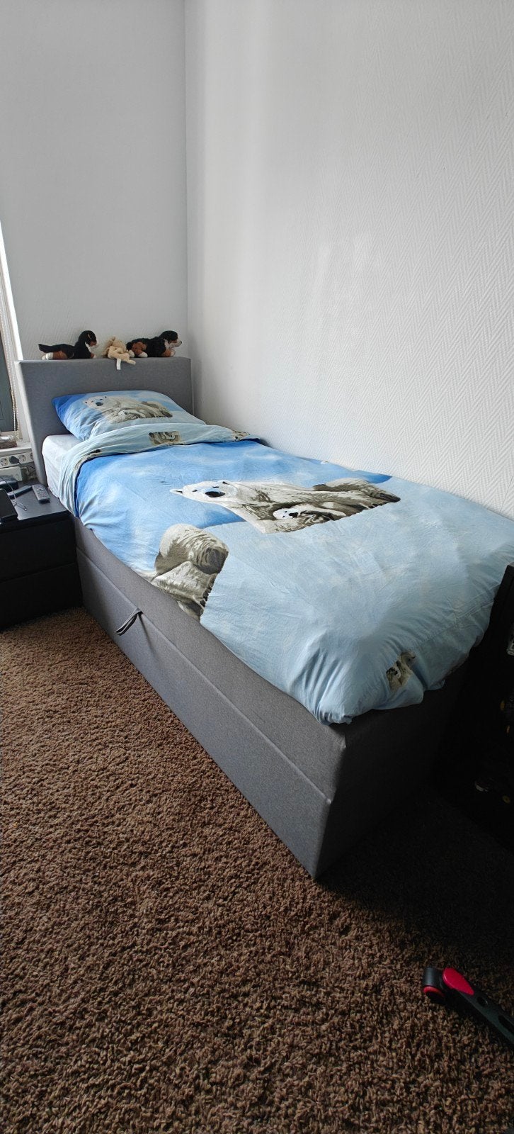 Eenpersoons hydraulische bed met opbergruimte, Ophalen, 90 cm, Eenpersoons, Wit