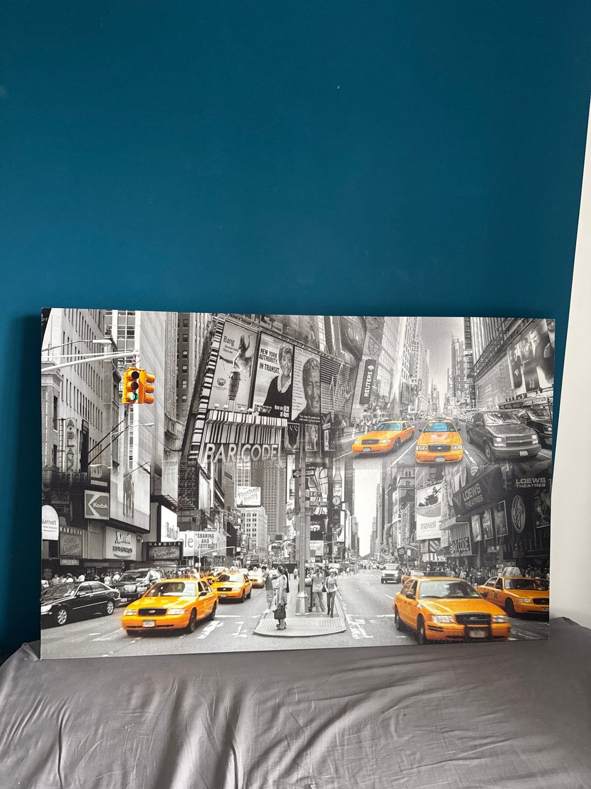 New York City Canvas Schilderij - Zwart-wit met taxi's, Ophalen, 50 – 75, Zo goed als nieuw, Schilderij