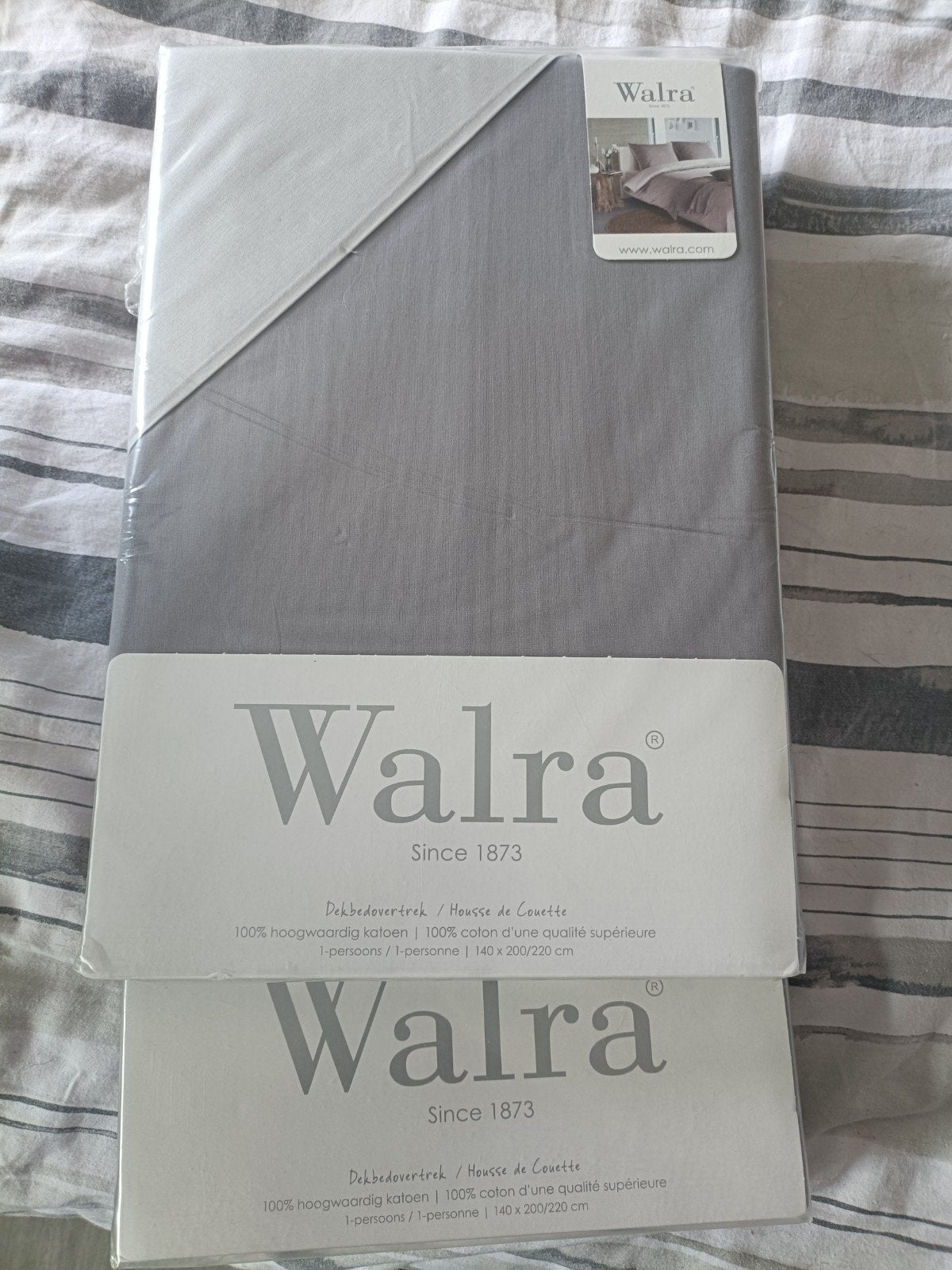 Walra Dekbedovertrek 1-persoons 100% Katoen Grijs, Eenpersoons, Dekbedovertrek, Nieuw, Ophalen of Verzenden