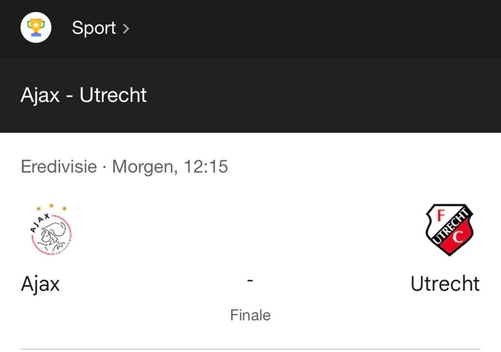 Gezocht: ticket Ajax - Fc Utrecht uitvak, Losse kaart, Eén persoon, Mei