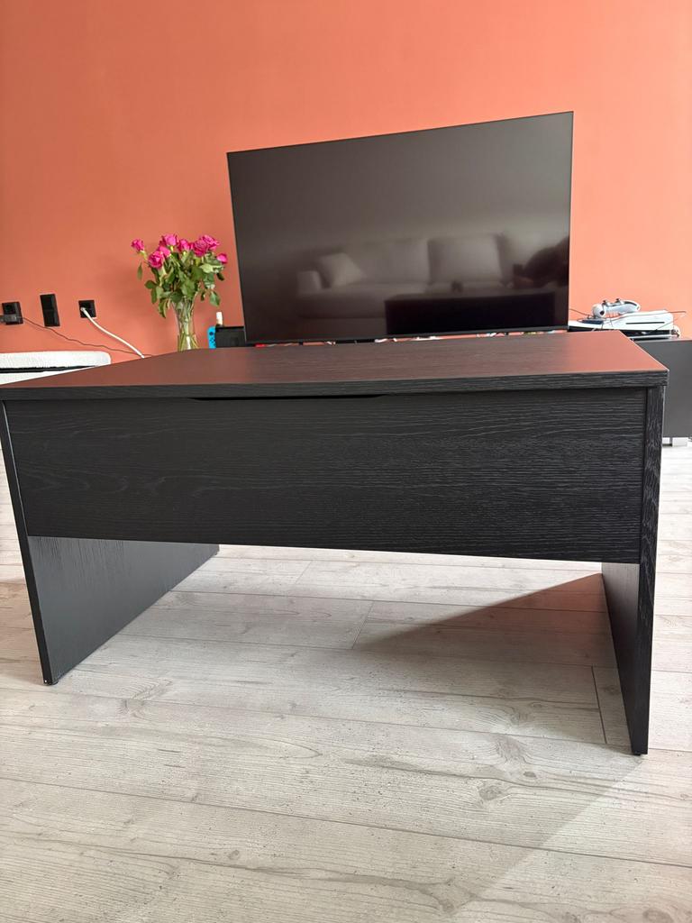 Zwarte Salontafel met Opbergruimte en Liftmechanisme, Huis en Inrichting, Tafels | Salontafels, Ophalen, 100 tot 150 cm, 50 tot 75 cm