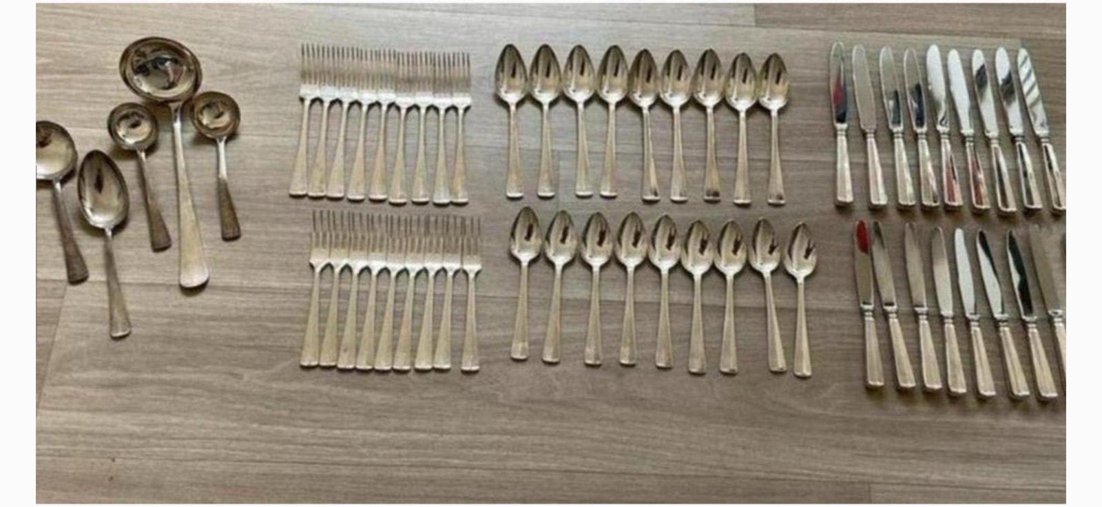 Verzilverd 9 persoonsbestek Haags lofje, Ophalen of Verzenden, Zo goed als nieuw, Zilver