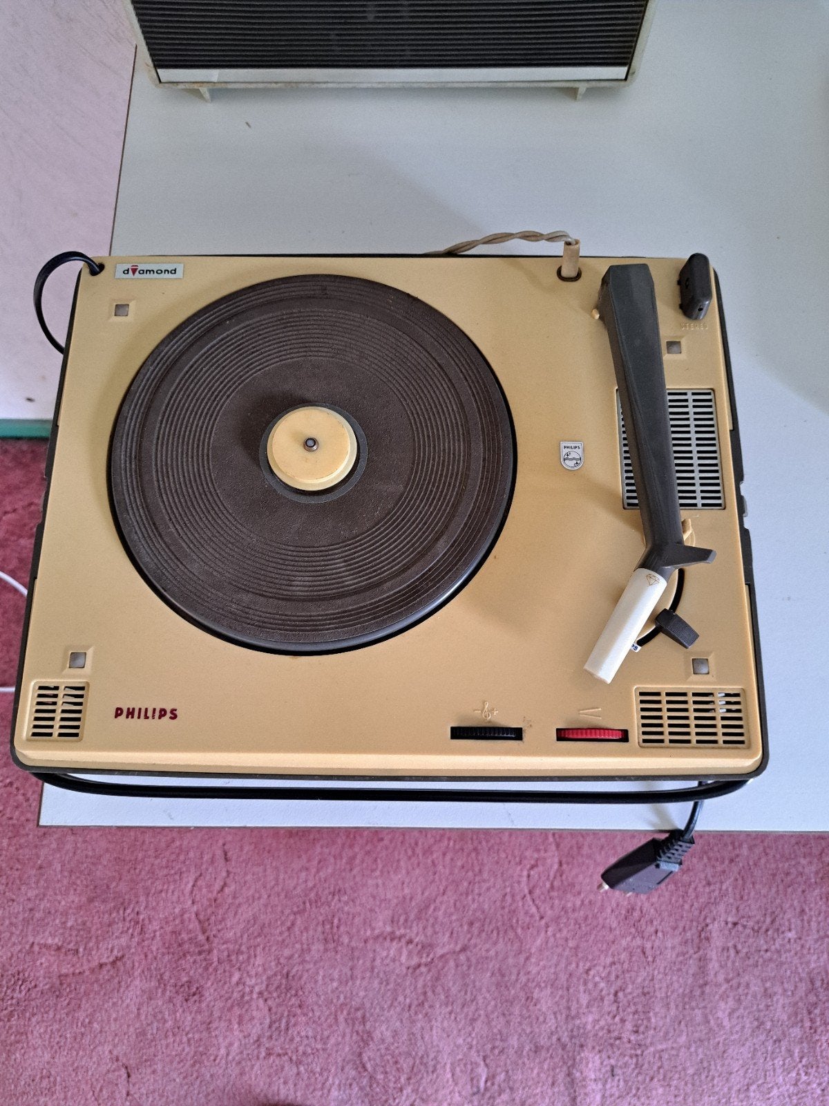 Vintage Philips Platenspeler - Werkend met Speaker, Ophalen of Verzenden, Gebruikt, Platenspeler, Philips