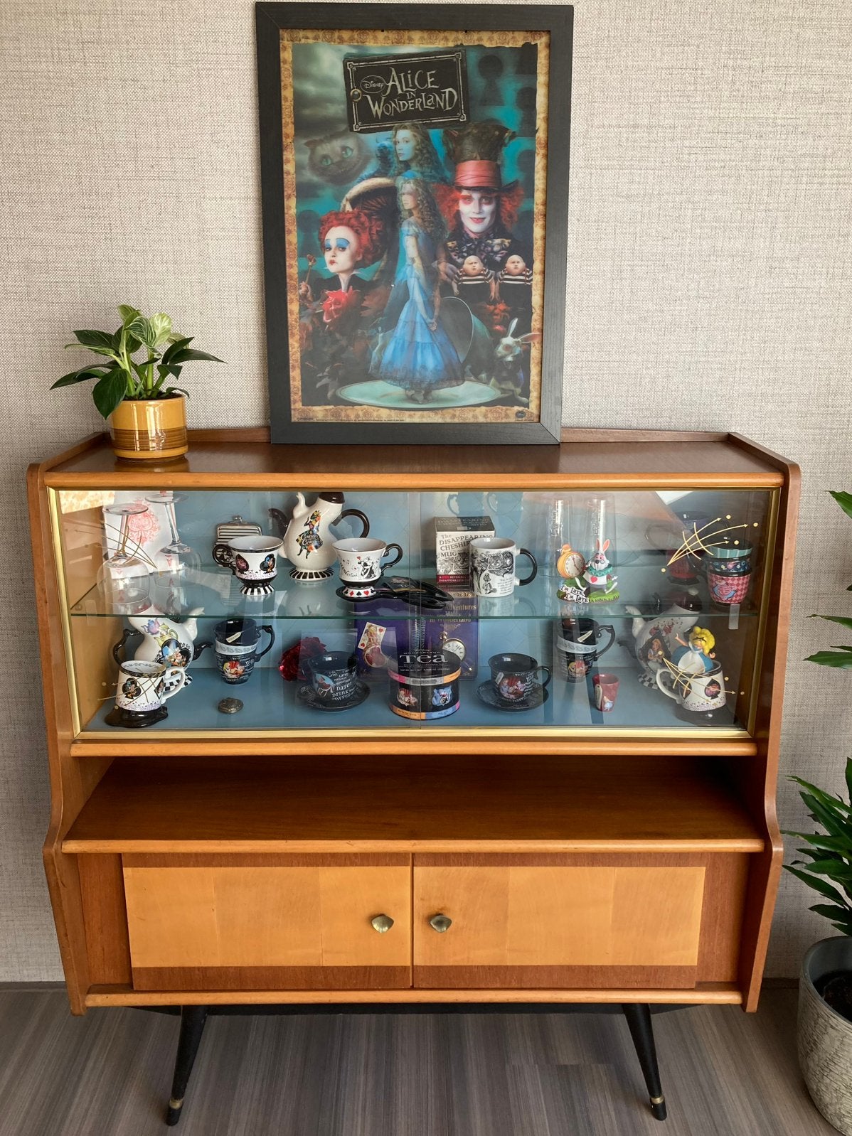 Mid Century 60’s vitrinekast ( opknapper), Ophalen, Gebruikt, 100 tot 150 cm, Nvt