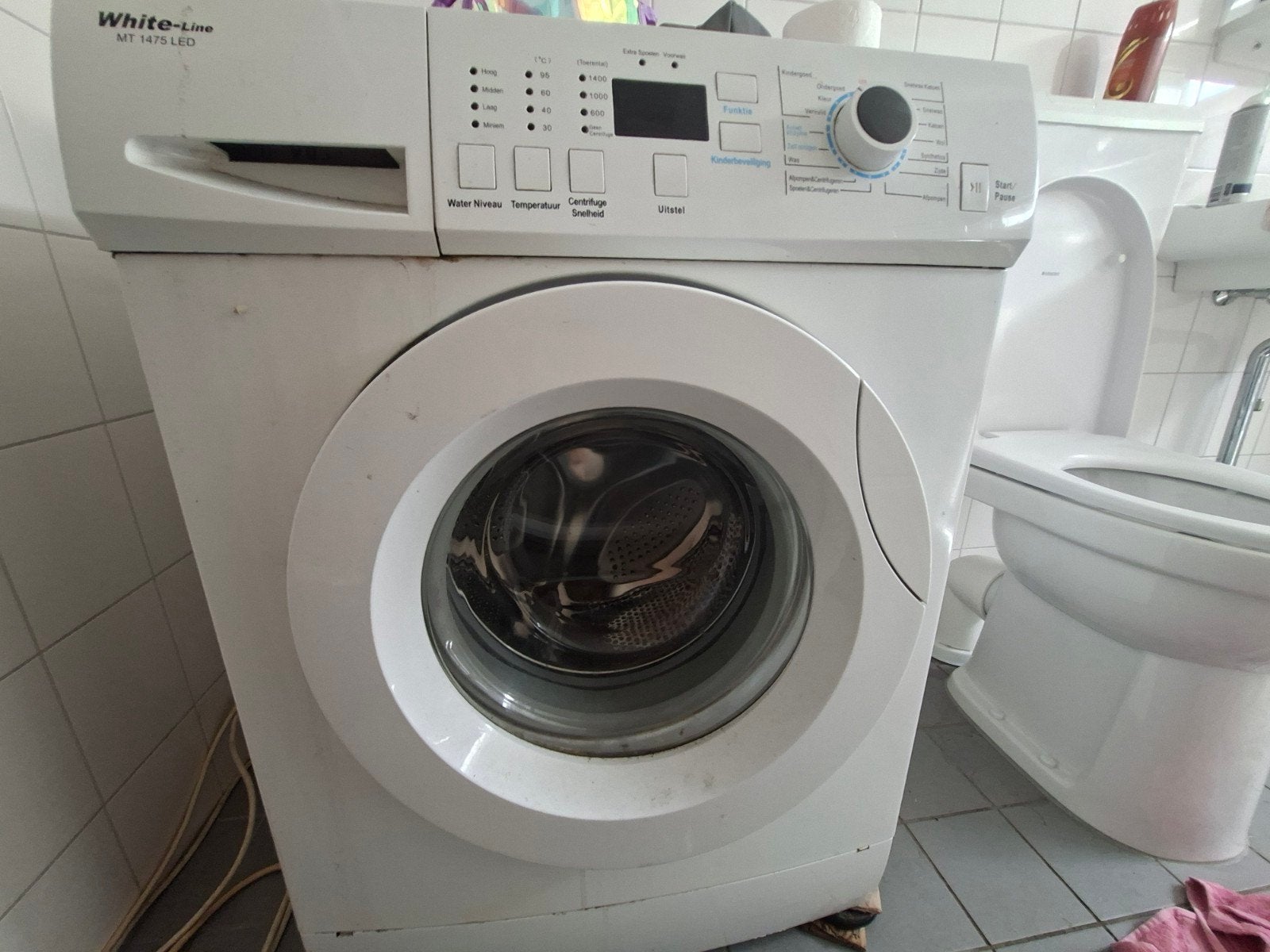 Wasmachine, Witgoed en Apparatuur, Wasmachines, Ophalen, Gebruikt, 1200 tot 1600 toeren, 85 tot 90 cm