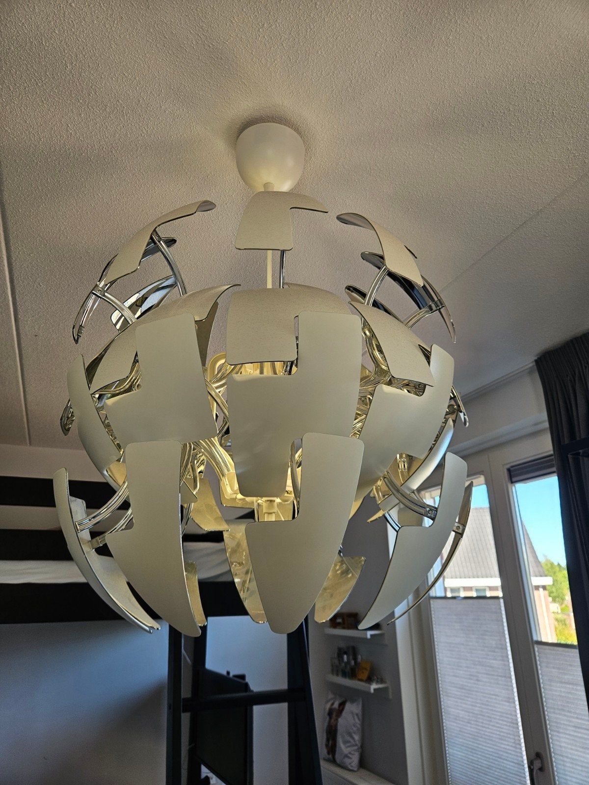 Lamp , IKEA Hanglamp bol Wit/Zilver PS 2014, Ophalen, Gebruikt, Modern, Scandinavisch, 50 tot 100 cm