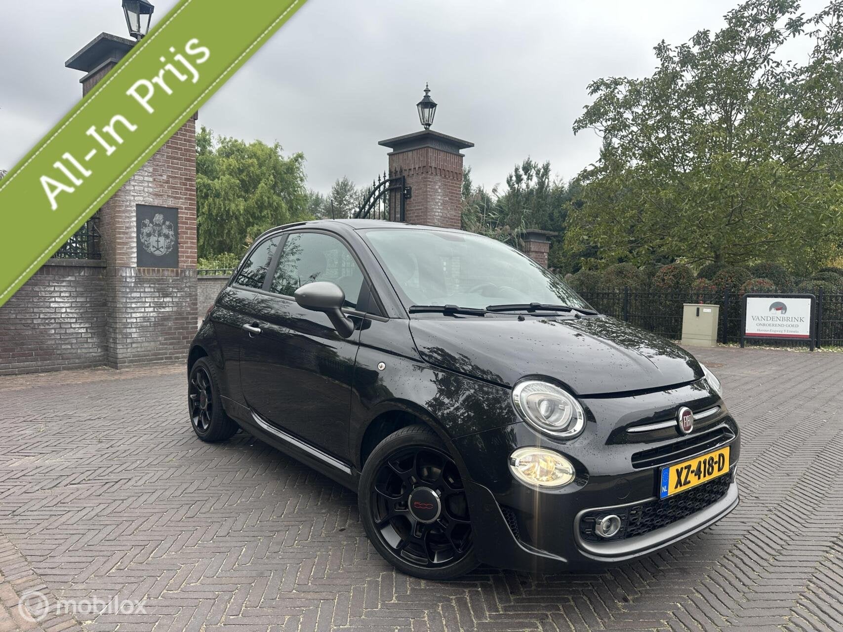 Fiat 500S 0.9 TwinAir Turbo Sport 105pk! Navi Leer Cruise✅, Auto's, Gebruikt, Zwart, Met garantie (alle), Leder en Stof