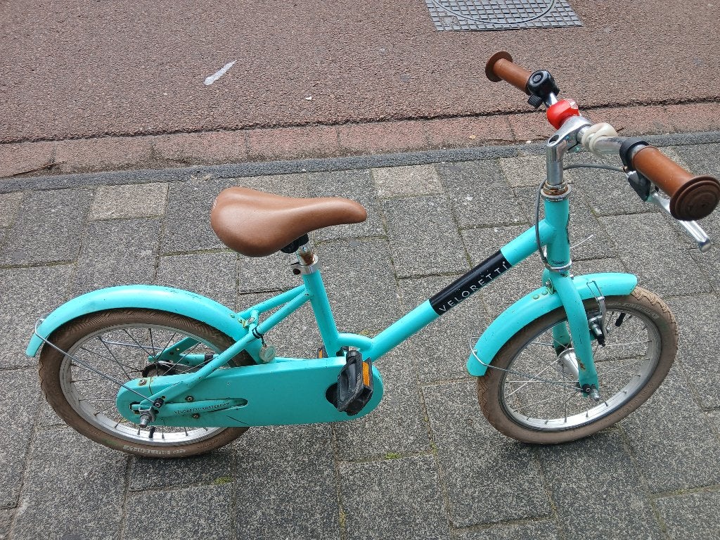 Veloretti kinderfiets - Lichtblauw, 16 inch, Ophalen, Terugtraprem, Veloretti, 16 tot 20 inch