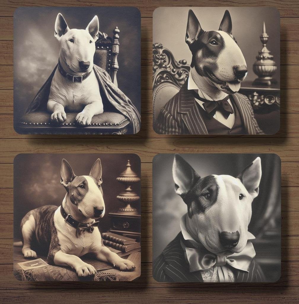 Bullterrier Victoriaanse onderzetters met houder, Verzenden, Nieuw
