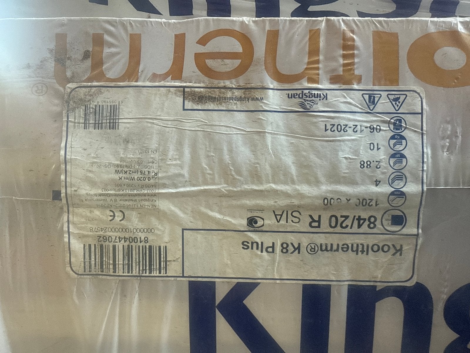 12 pakken Kingspan Kooltherm K8 Plus isolatie 84/20, Ophalen, Nieuw, Hardschuim (Pir), 15 m² of meer