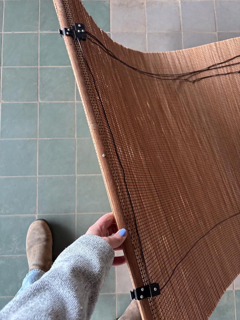 Bamboe Rolgordijn Vouwgordijn Bruin Naturel Set van 2, Ophalen, Gebruikt, Bruin, 50 tot 100 cm