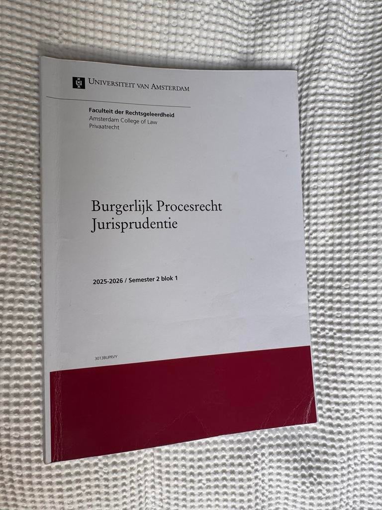UvA Jurisprudentie Burgerlijk Procesrecht 2025/2026, Ophalen of Verzenden, Gamma, Gelezen, WO