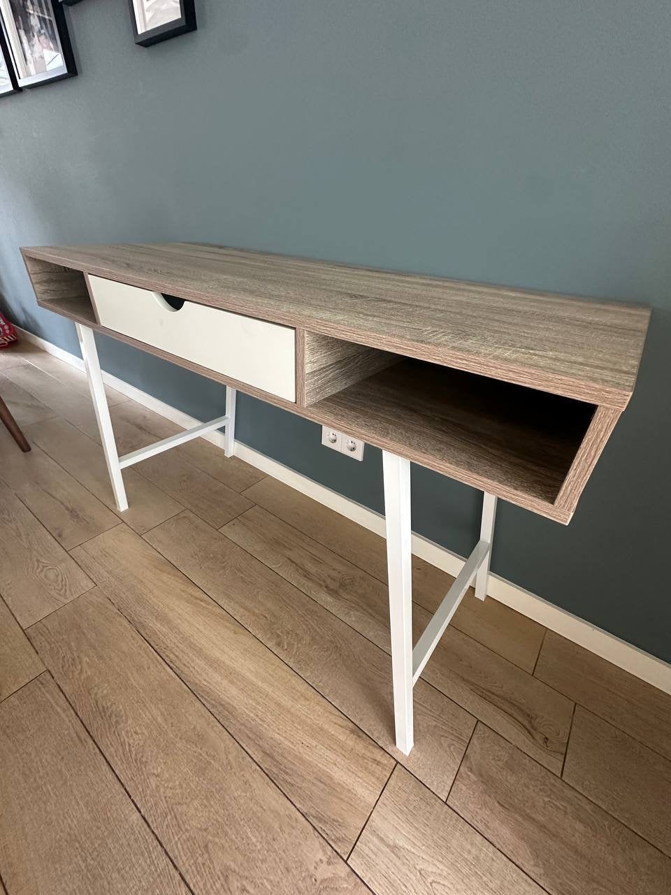 JYSK ABBETVED Bureau 12048 cm – Eikenlook/Wit – Goede staat, Ophalen, Zo goed als nieuw