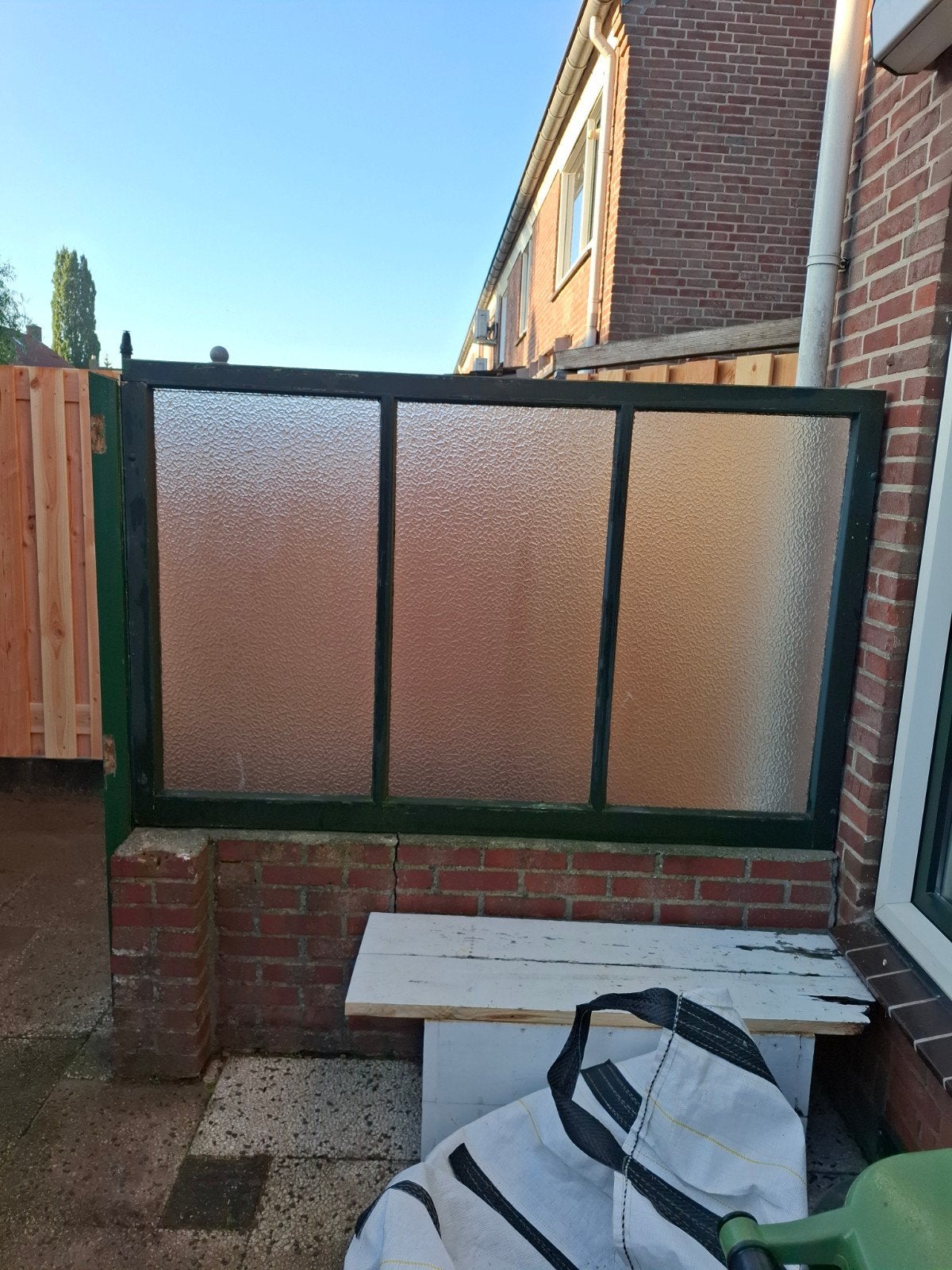 Kozijn met druppelglas, Ophalen, Gebruikt, 150 tot 225 cm, Inclusief glas