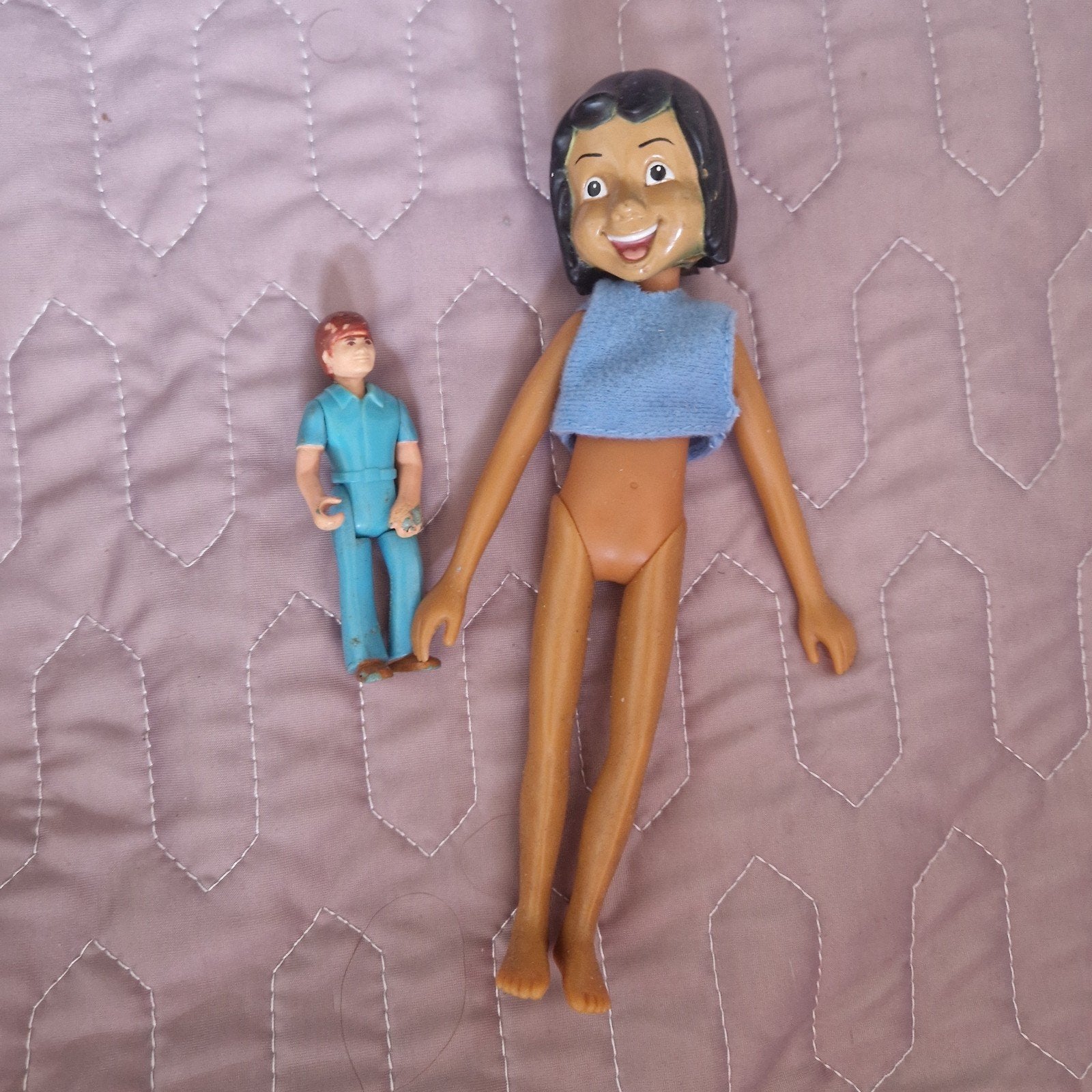 Vintage poppen: pop en klein figuurtje, Ophalen of Verzenden
