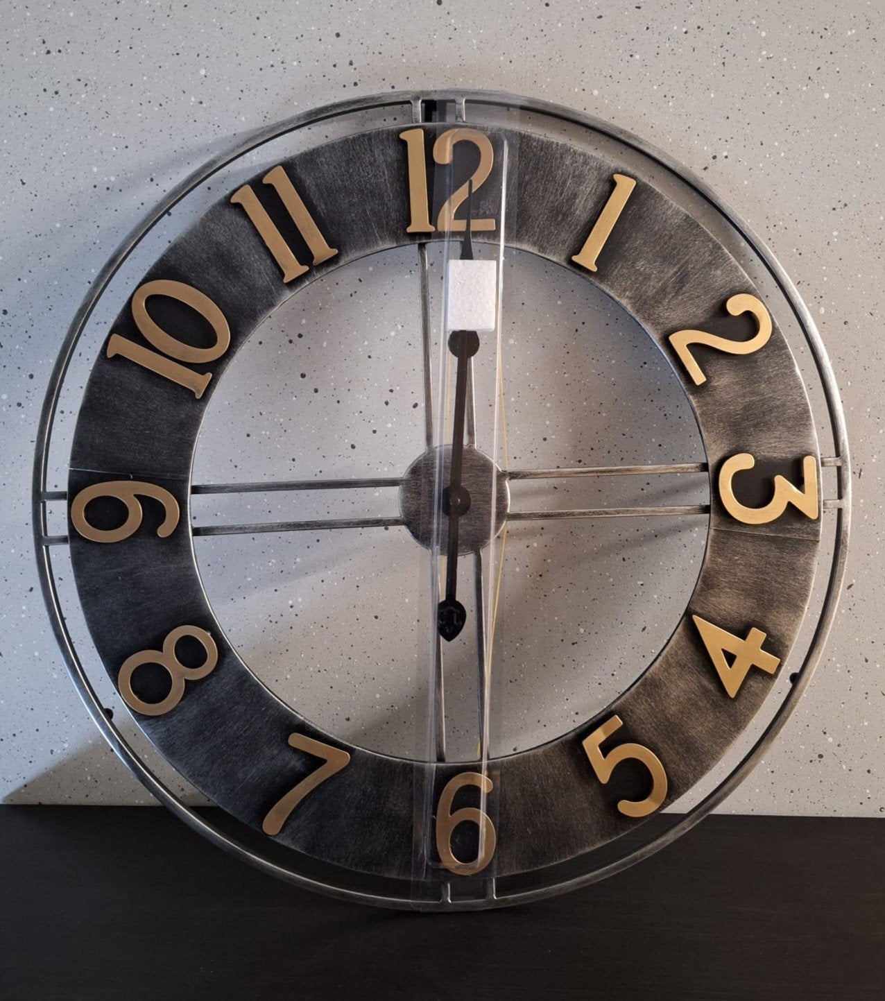 Grote wandklok - Industrieel design - Zilver/Goud, Ophalen, Nieuw