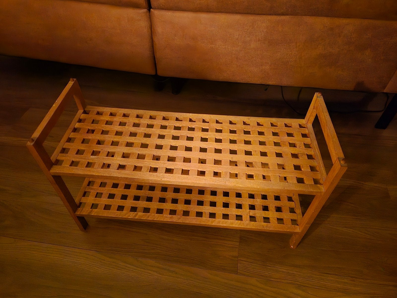Houten schoenenrek met 2 lagen, Ophalen, Gebruikt