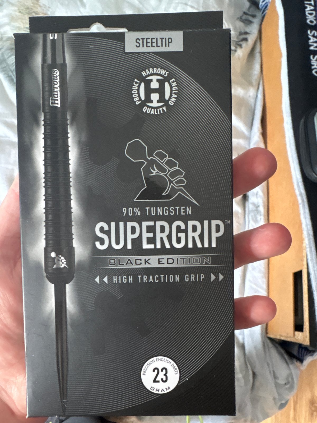 Harrows Supergrip Black Edition Steeltip Darts 23g, Ophalen of Verzenden, Zo goed als nieuw, Pijlen