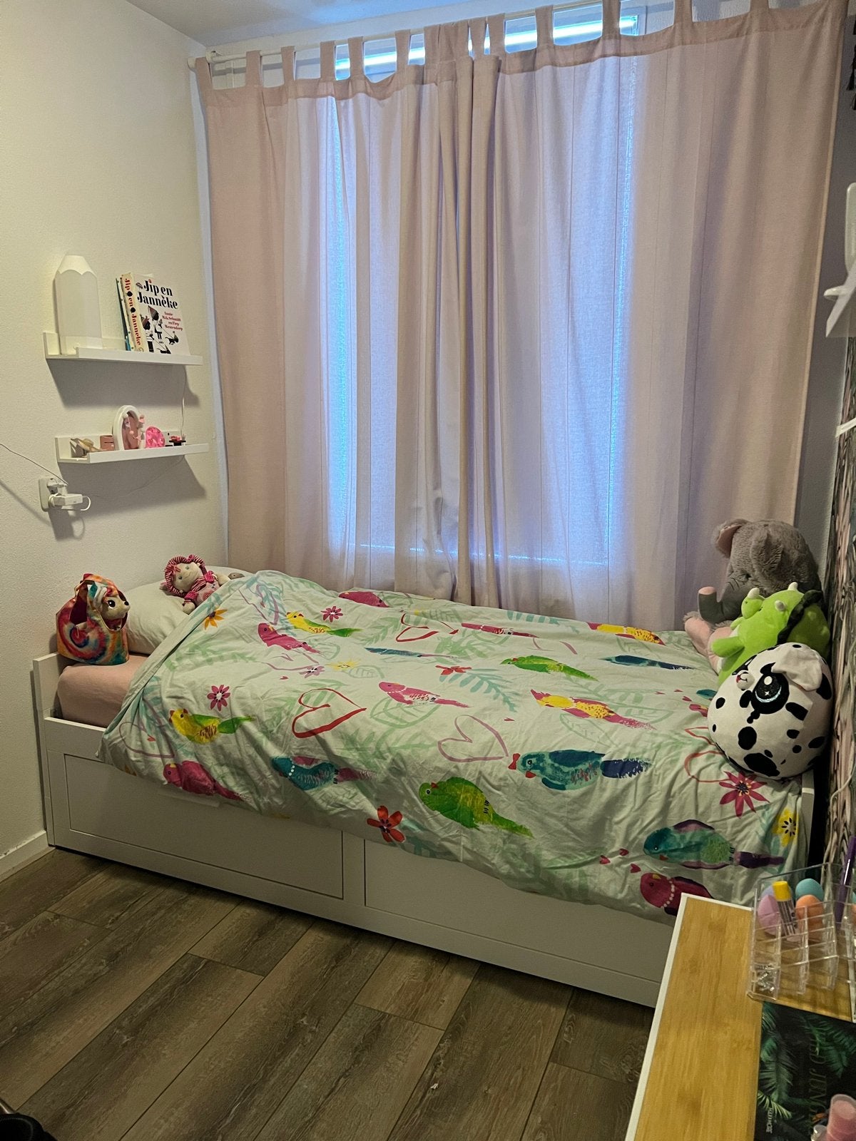 Ikea Brimmes - bed (1 en 2 persoons) met opberglades, Ophalen, 90 cm, Eenpersoons, Wit