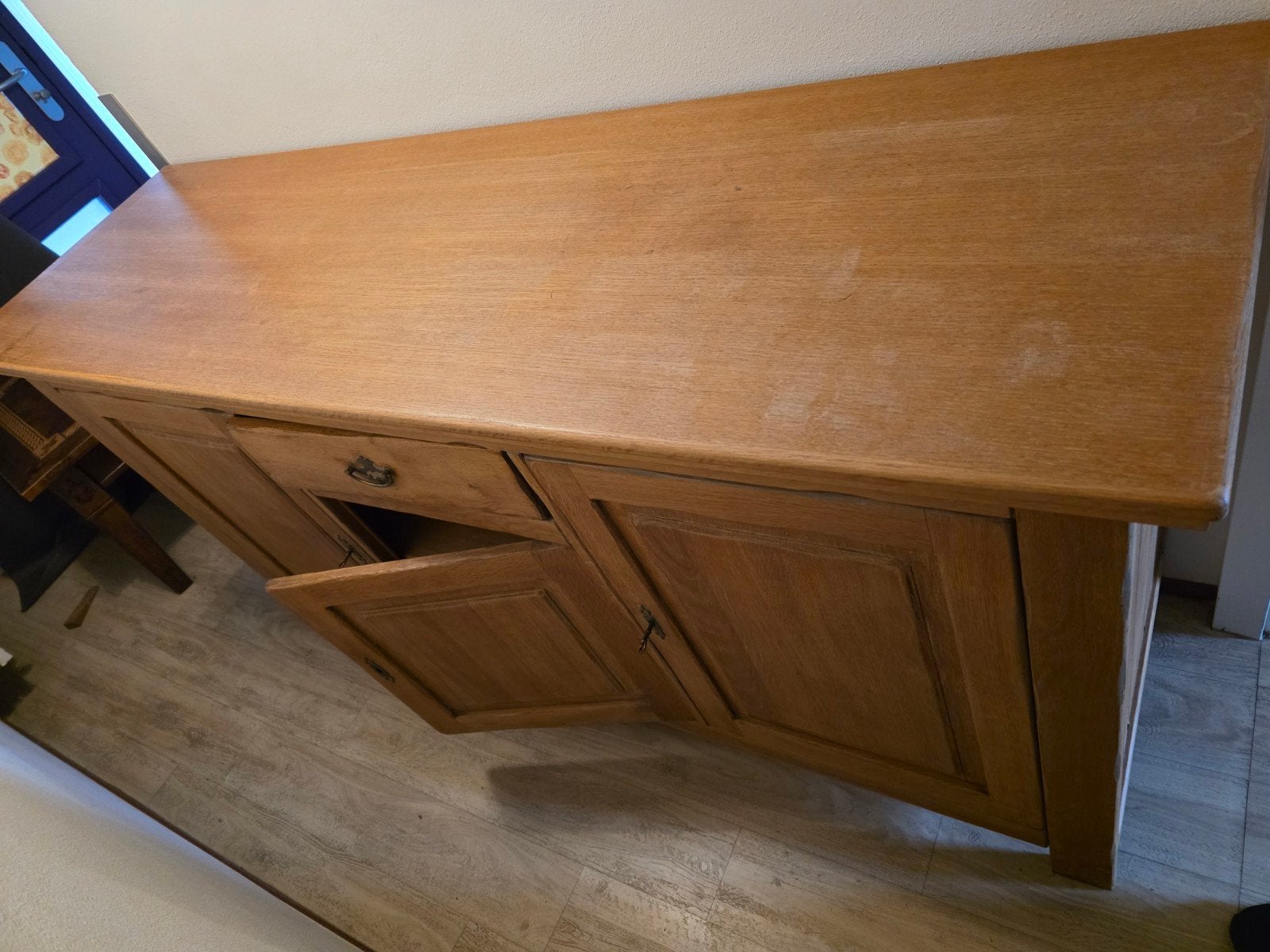 Houten dressoir met lades en deuren - 180,5x54x55 cm, Ophalen, Gebruikt, 150 tot 200 cm, Met lade(s)