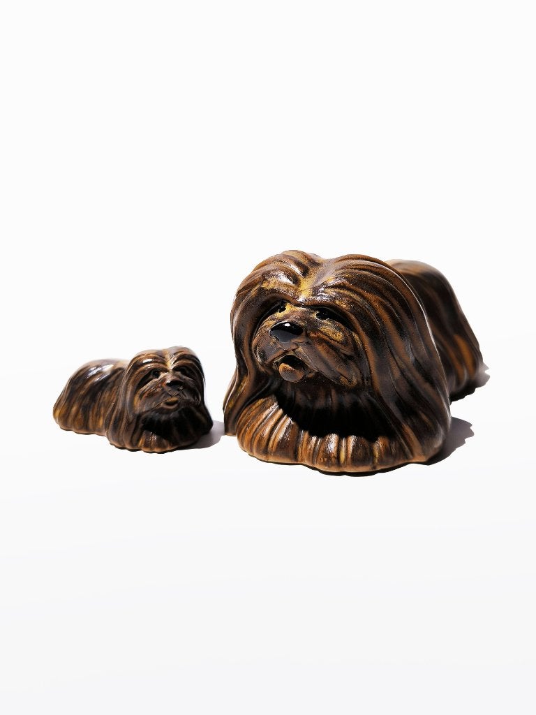 Set van 2 honden beeldjes, Shih Tzu, vintage, Verzenden, Zo goed als nieuw, Dier