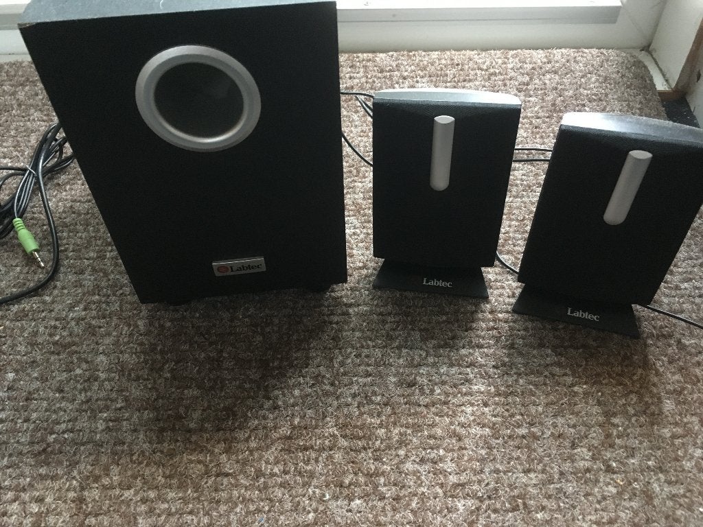 labtec multimedia 2x speakers + subwoofer voor pc laptop, Computers en Software, Pc speakers, Ophalen of Verzenden, Audiokanaal 2.1