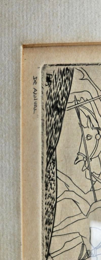 Ru van Rossem - De Aanval (Ets, 1950), Antiek en Kunst, Kunst | Etsen en Gravures, Militair, Ophalen of Verzenden, Origineel, 1950 - 1999
