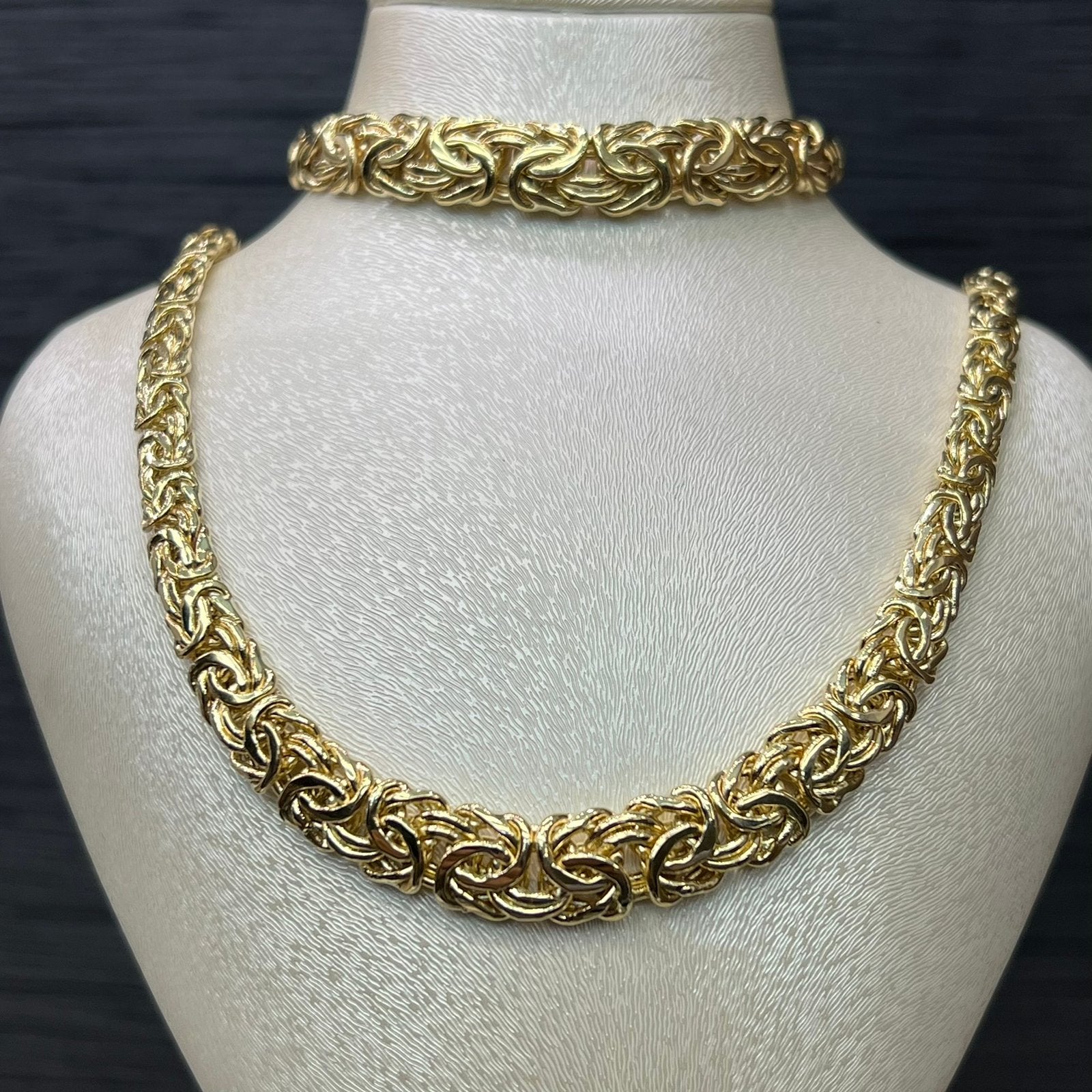14 karaat gouden ketting met armband set schakel, Ophalen of Verzenden, Zo goed als nieuw, Goud