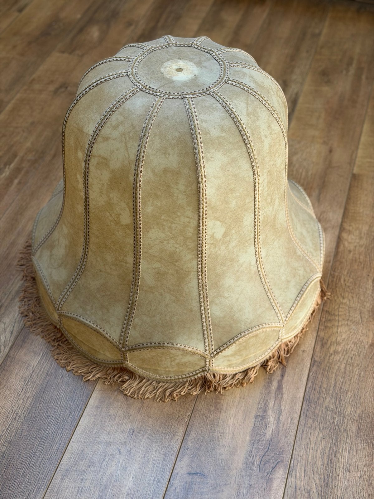 Unieke perkamenten lampenkap, hang- en staand model, Ophalen, Gebruikt, Beige, 50 cm of meer